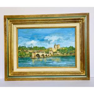 Painting—view Of Avignon—jc Cannet